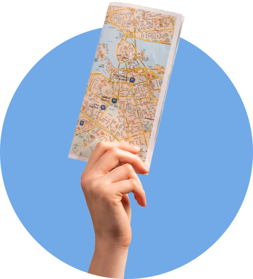 hand holding map