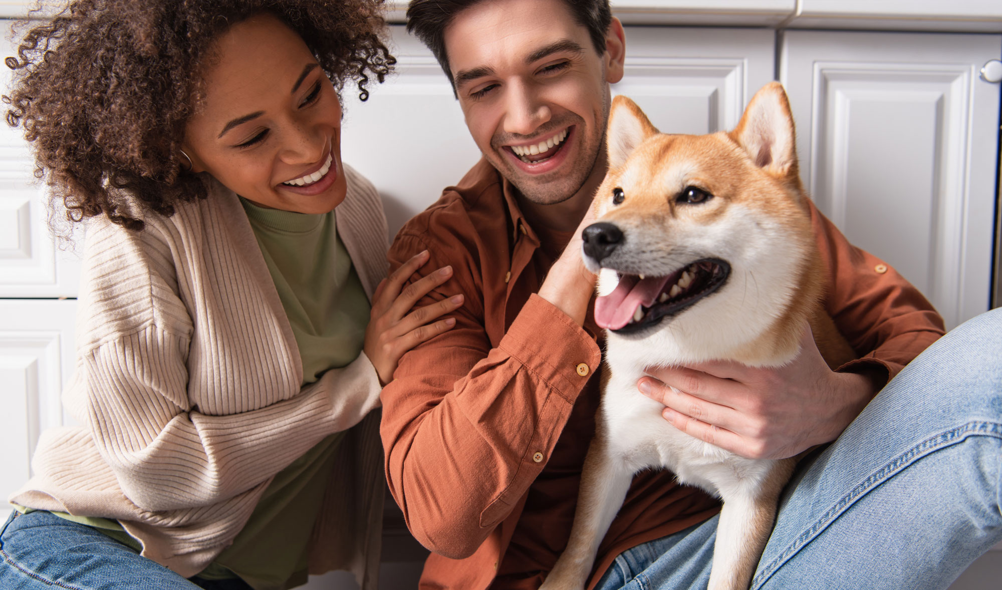 couple with dog